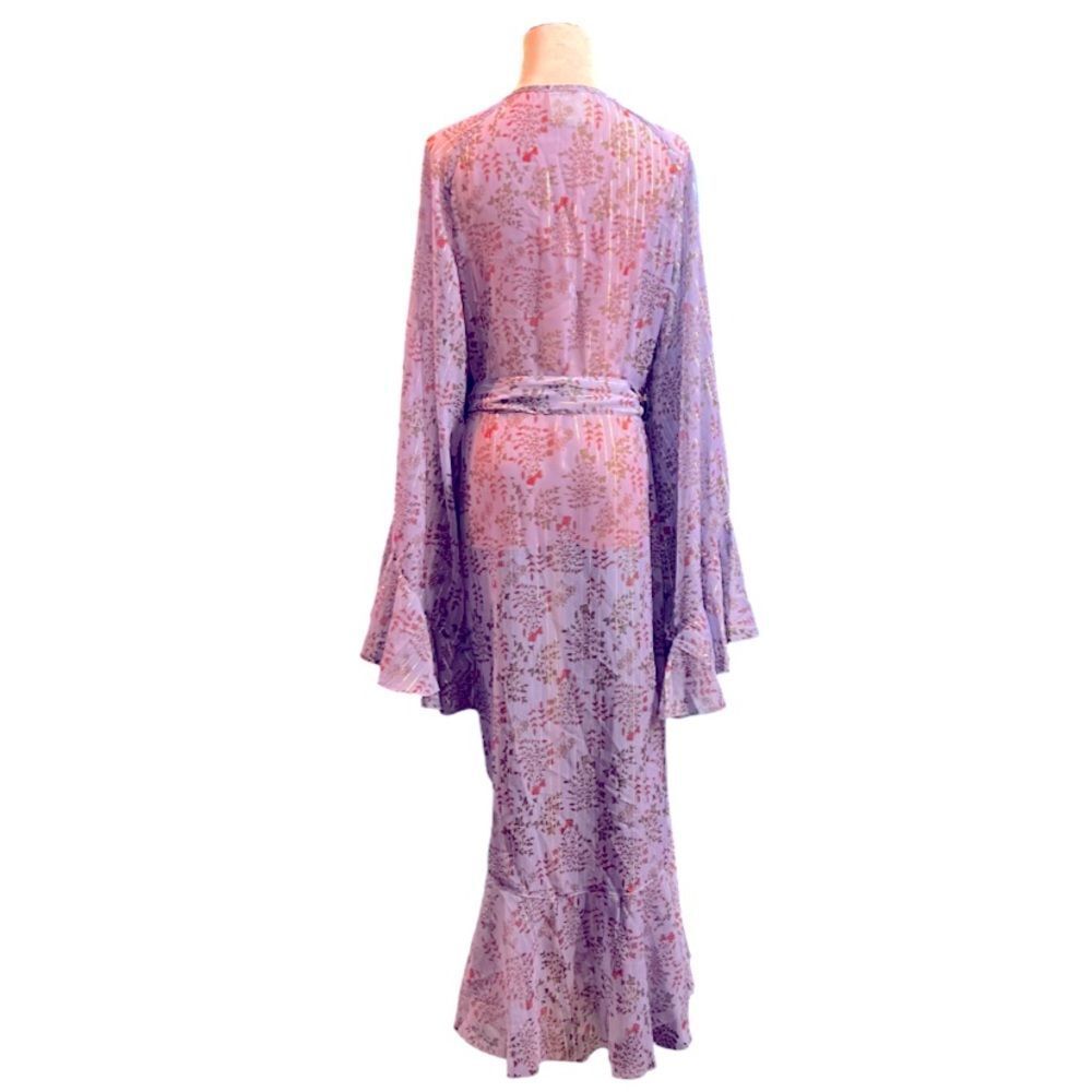 Lavender Floral Sheer Tie-Waist Kimono Tunic - Picture 15 of 15